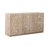 Indian Handmade Solid Wood 3 Door Carved Sideboard